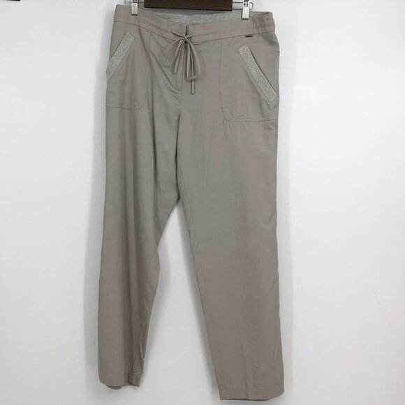 St John grey / nude drawstring waist lightweight track pants pockets size 12 - Picture 15 of 15